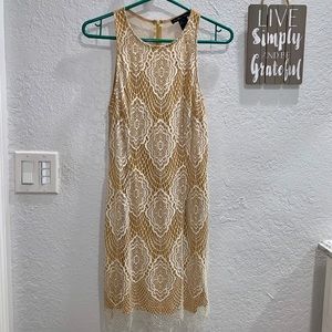 Beautiful White and Tan Lace Dress!
